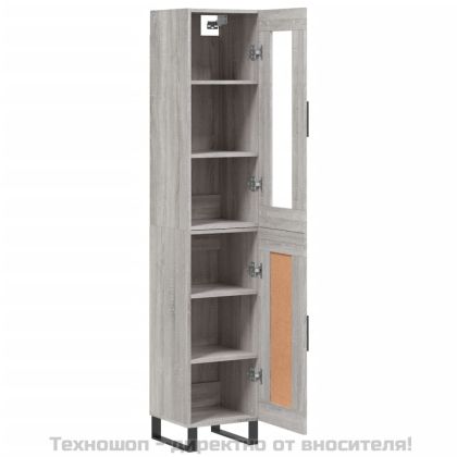 Висок шкаф, сив сонома, 34,5x34x180 см, инженерно дърво