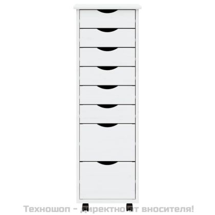 Шкаф с чекмеджета на колелца MOSS, бял, бор масив