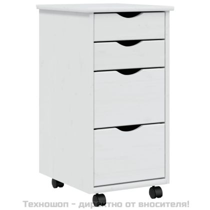 Шкаф с чекмеджета на колелца MOSS, бял, бор масив