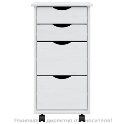 Шкаф с чекмеджета на колелца MOSS, бял, бор масив