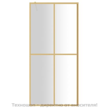 Стена за душ с прозрачно ESG стъкло, златиста, 100x195 см