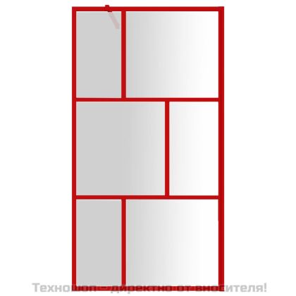 Стена за душ с прозрачно ESG стъкло, червена, 115x195 см