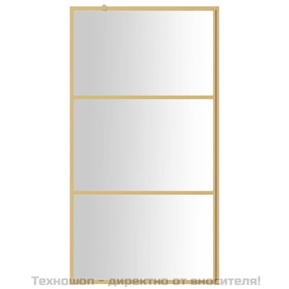 Стена за душ с прозрачно ESG стъкло, златиста, 100x195 см