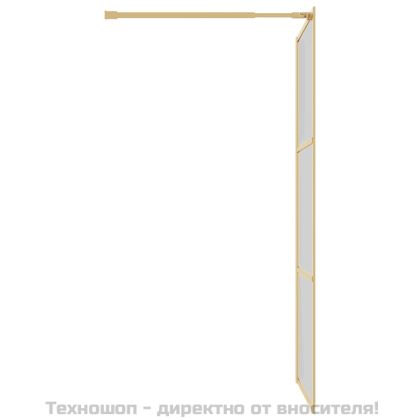 Стена за душ с прозрачно ESG стъкло, златиста, 100x195 см