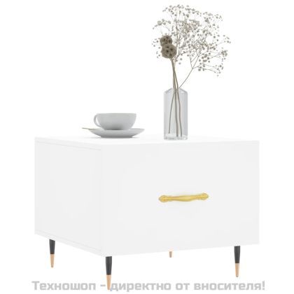 Кафе маси, 2 бр, бели, 50x50x40 см, инженерно дърво