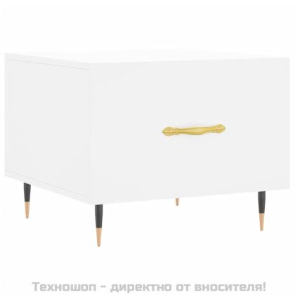 Кафе маси, 2 бр, бели, 50x50x40 см, инженерно дърво