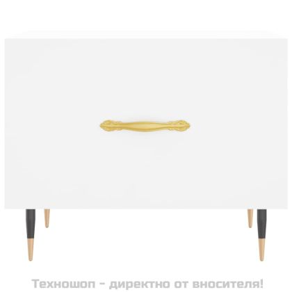 Кафе маси, 2 бр, бели, 50x50x40 см, инженерно дърво