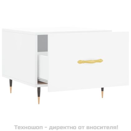 Кафе маси, 2 бр, бели, 50x50x40 см, инженерно дърво