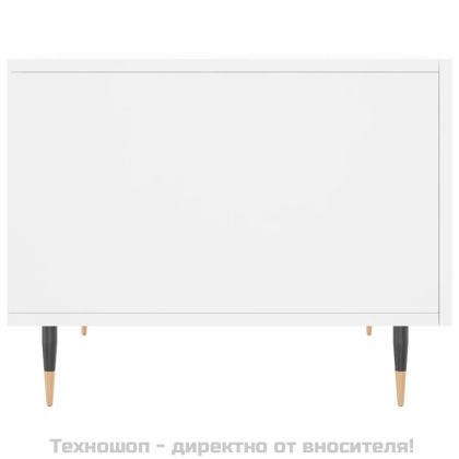 Кафе маси, 2 бр, бели, 50x50x40 см, инженерно дърво