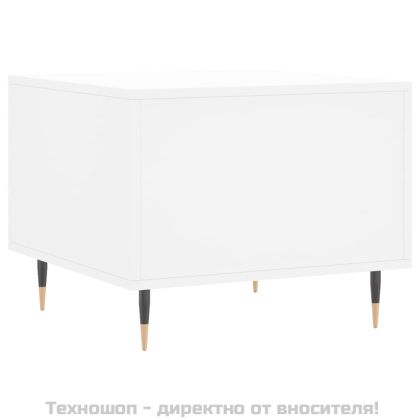 Кафе маси, 2 бр, бели, 50x50x40 см, инженерно дърво