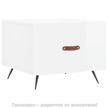 Кафе маси, 2 бр, Бял гланц, 50x50x40 см, инженерно дърво
