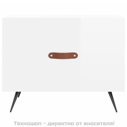Кафе маси, 2 бр, Бял гланц, 50x50x40 см, инженерно дърво