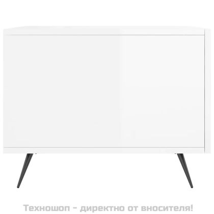 Кафе маси, 2 бр, Бял гланц, 50x50x40 см, инженерно дърво