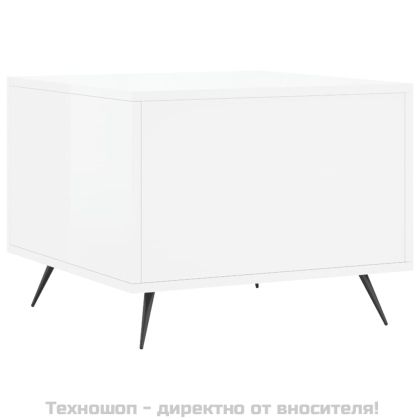 Кафе маси, 2 бр, Бял гланц, 50x50x40 см, инженерно дърво