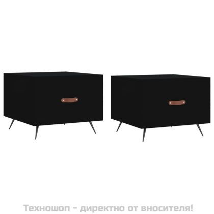 Кафе маси, 2 бр, черни, 50x50x40 см, инженерно дърво