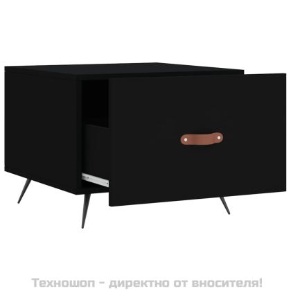 Кафе маси, 2 бр, черни, 50x50x40 см, инженерно дърво