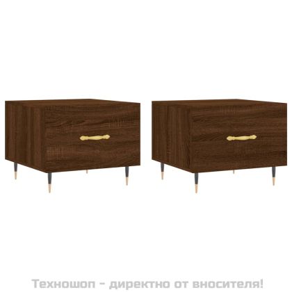 Кафе маси, 2 бр, кафяв дъб, 50x50x40 см, инженерно дърво