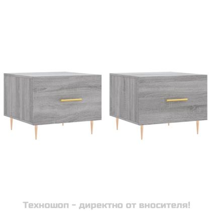 Кафе маси, 2 бр, сив сонома, 50x50x40 см, инженерно дърво