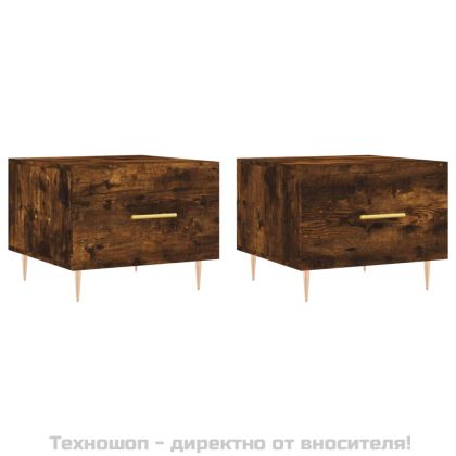 Кафе маси, 2 бр, опушен дъб, 50x50x40 см, инженерно дърво
