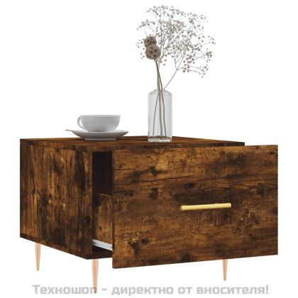 Кафе маси, 2 бр, опушен дъб, 50x50x40 см, инженерно дърво