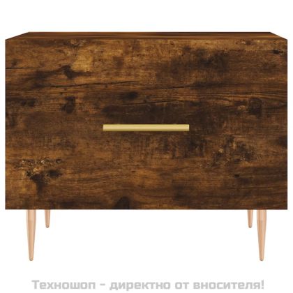 Кафе маси, 2 бр, опушен дъб, 50x50x40 см, инженерно дърво