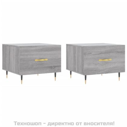 Кафе маси, 2 бр, сив сонома, 50x50x40 см, инженерно дърво