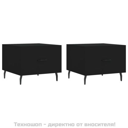 Кафе маси, 2 бр, черни, 50x50x40 см, инженерно дърво