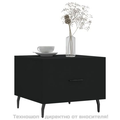 Кафе маси, 2 бр, черни, 50x50x40 см, инженерно дърво