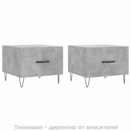 Кафе маси, 2 бр, Бетонно сиво, 50x50x40 см, инженерно дърво