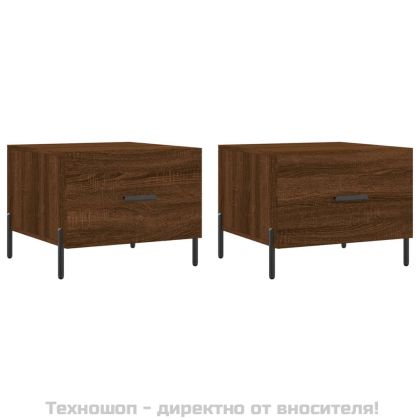 Кафе маси, 2 бр, кафяв дъб, 50x50x40 см, инженерно дърво