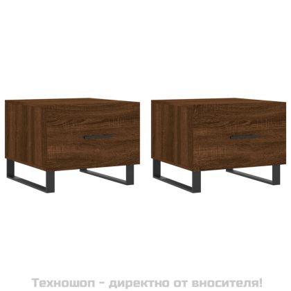 Кафе маси, 2 бр, кафяв дъб, 50x50x40 см, инженерно дърво