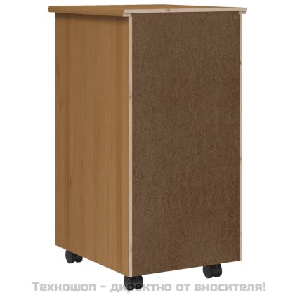 Шкаф с чекмеджета на колелца MOSS, меденокафяв, бор масив