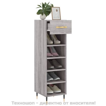 Шкаф за обувки, сив сонома, 30x35x105 см, инженерно дърво