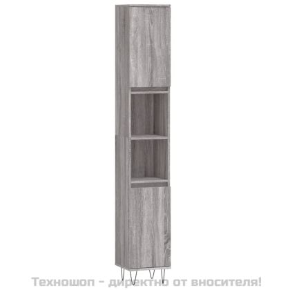 Комплект шкафове за баня от 3 части инженерно дърво Сив сонома