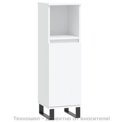 Комплект мебели за баня от 3 части, бял, инженерно дърво