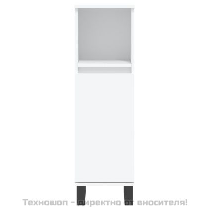 Комплект мебели за баня от 3 части, бял, инженерно дърво