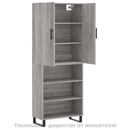 Висок шкаф, сив сонома, 69,5x34x180 см, инженерно дърво