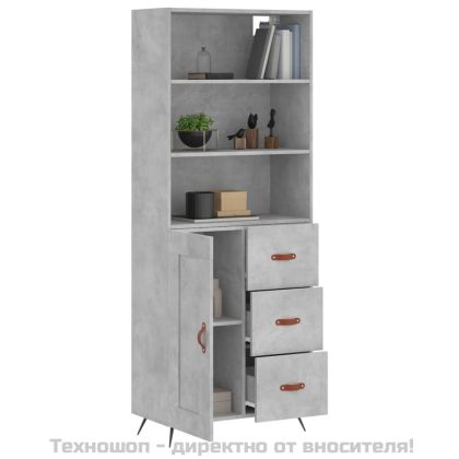 Висок шкаф, бетонно сив, 69,5x34x180 см, инженерно дърво