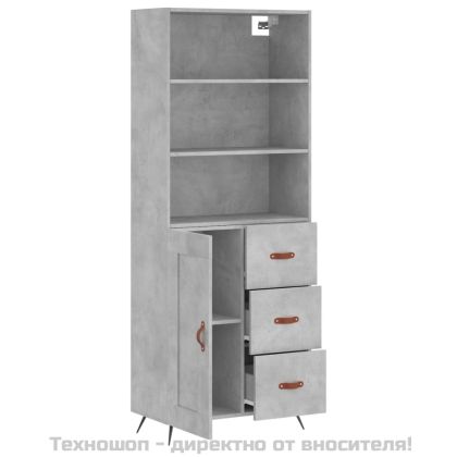 Висок шкаф, бетонно сив, 69,5x34x180 см, инженерно дърво