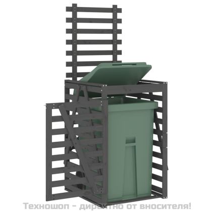 Контейнер за съхранение на кош сив 84x90x128,5 см бор масив