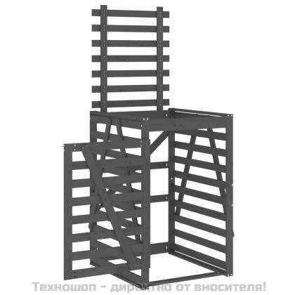 Контейнер за съхранение на кош сив 84x90x128,5 см бор масив