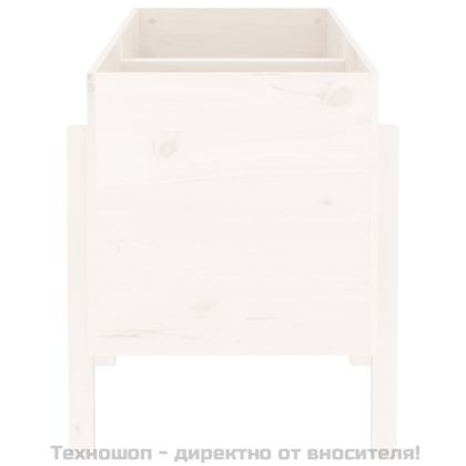 Градинско повдигнато легло, бяло, 121x50x57 см, бор масив