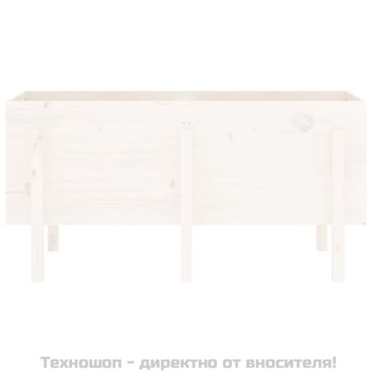 Градинско повдигнато легло, бяло, 121x50x57 см, бор масив