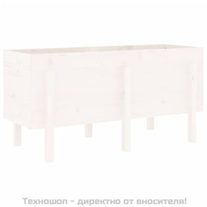 Градинско повдигнато легло, бяло, 121x50x57 см, бор масив