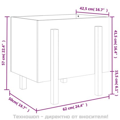 Градински сандък, бял, 62x50x57 см, бор масив