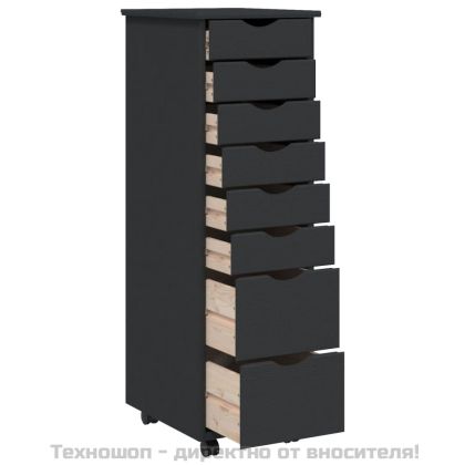 Шкаф с чекмеджета на колелца MOSS, сив, бор масив