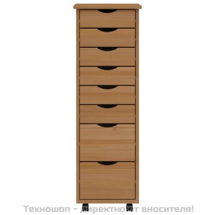 Шкаф с чекмеджета на колелца MOSS, меденокафяв, бор масив