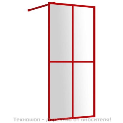Стена за душ с прозрачно ESG стъкло, червена, 100x195 см