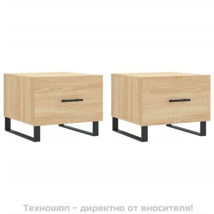 Кафе маси, 2 бр, дъб сонома, 50x50x40 см, инженерно дърво