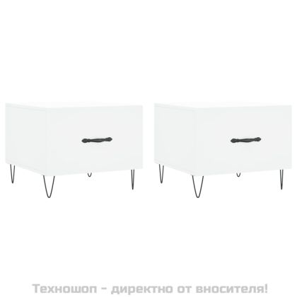 Кафе маси, 2 бр, бели, 50x50x40 см, инженерно дърво